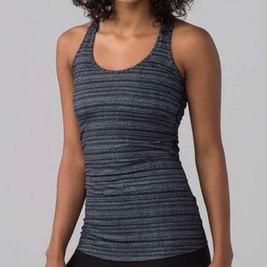 Lululemon Cool Racerback Tank Size 8 in Cut Back Stripe Linen White Black